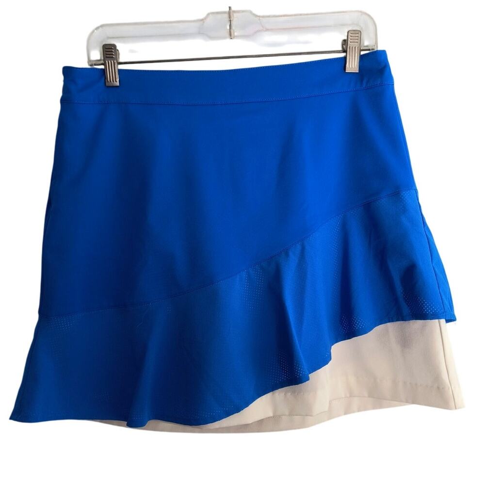 Lady Hagen Ruffled Golf Skort Women's Sz 6 Blue White Side Zip Pocket Athletic